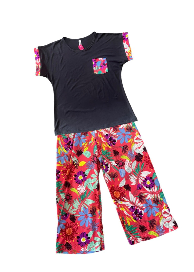 Floral Print Capri Pj Set