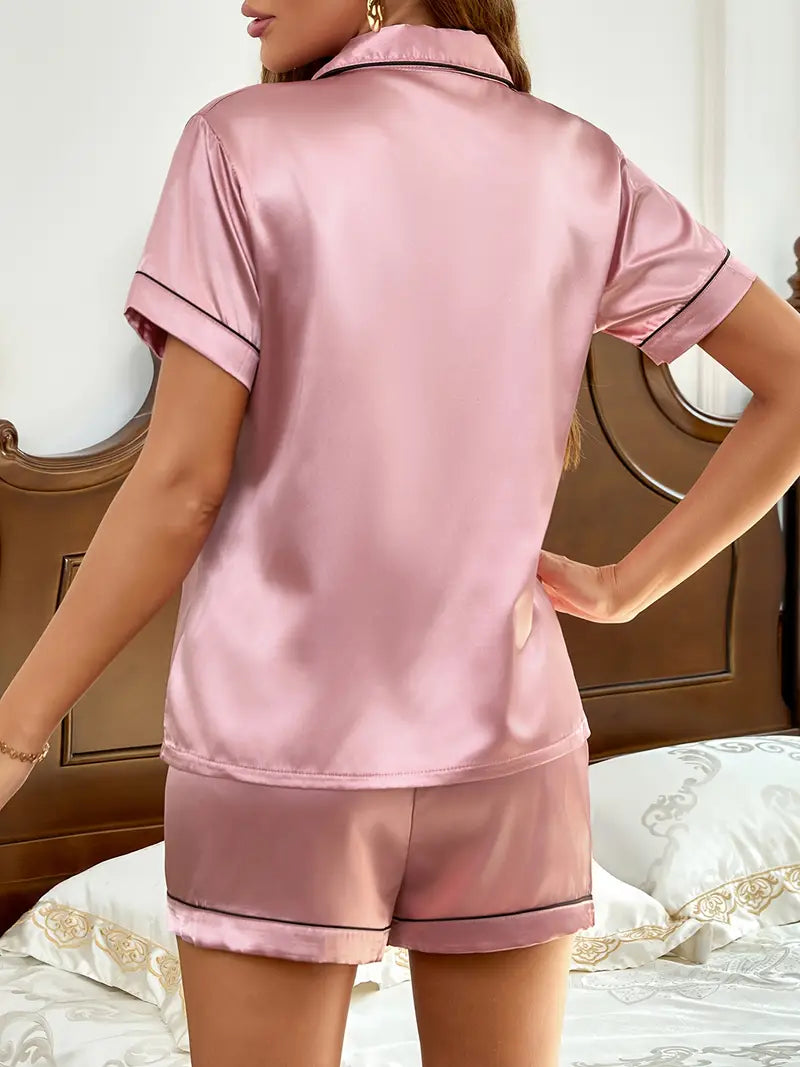 ONLINE ONLY! Satin Button-Down Shorty Sets