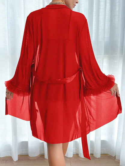 Frilly Lingerie & Robe Set