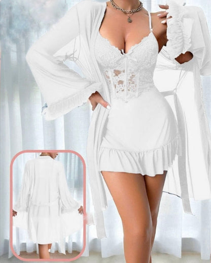 Frilly Lingerie & Robe Set