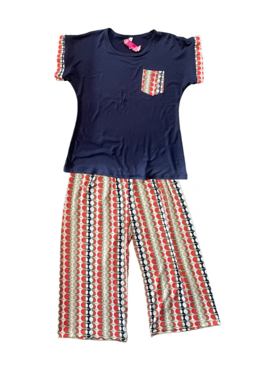 Patterned Capri Pj Set