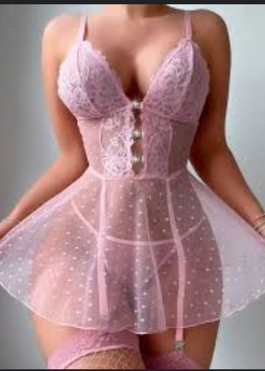 Babydoll Lingerie Set With Stockings