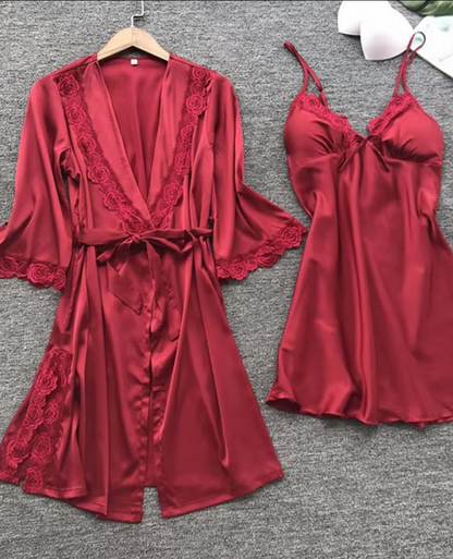Satin Chemise & Robe Set