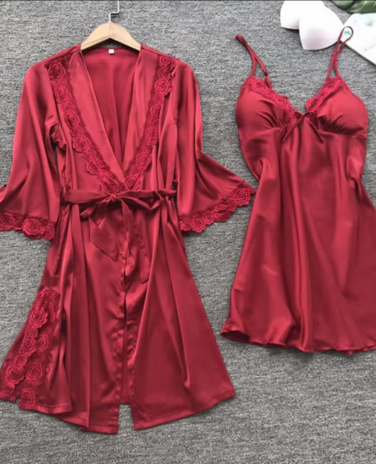 Satin Chemise & Robe Set