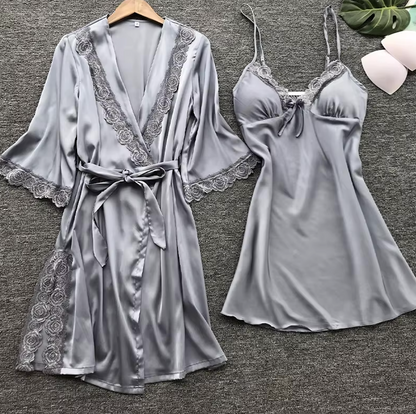 Satin Chemise & Robe Set
