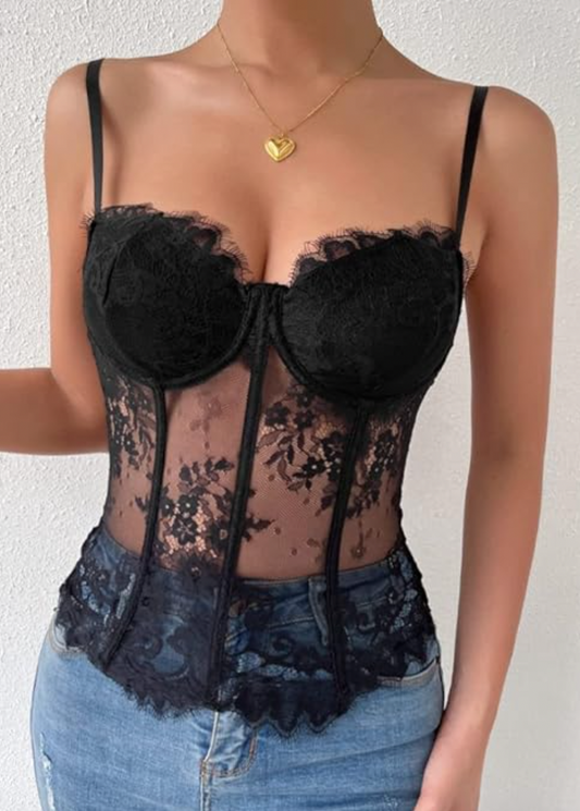Dare to Bare Sheer Black Corset