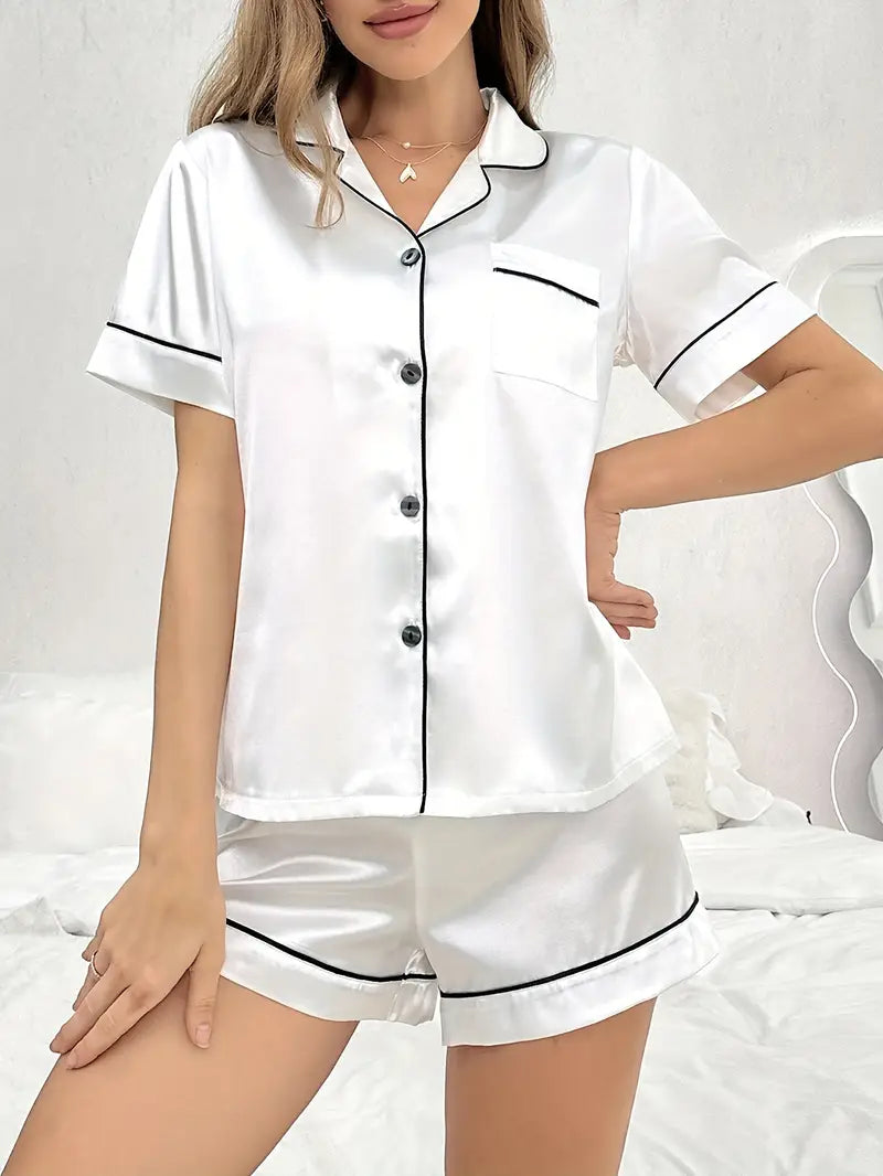 ONLINE ONLY! Satin Button-Down Shorty Sets