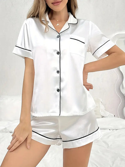 ONLINE ONLY! Satin Button-Down Shorty Sets